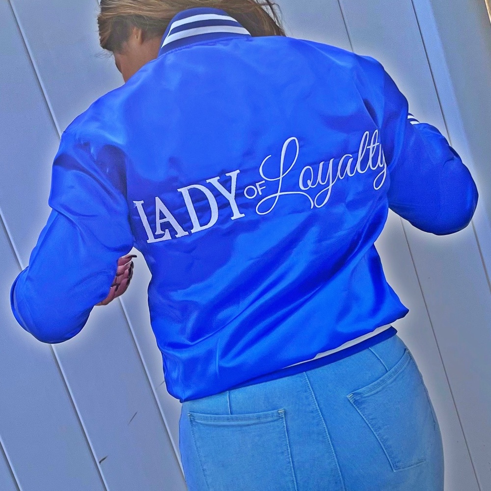 Royal blue Satin bomber jacket